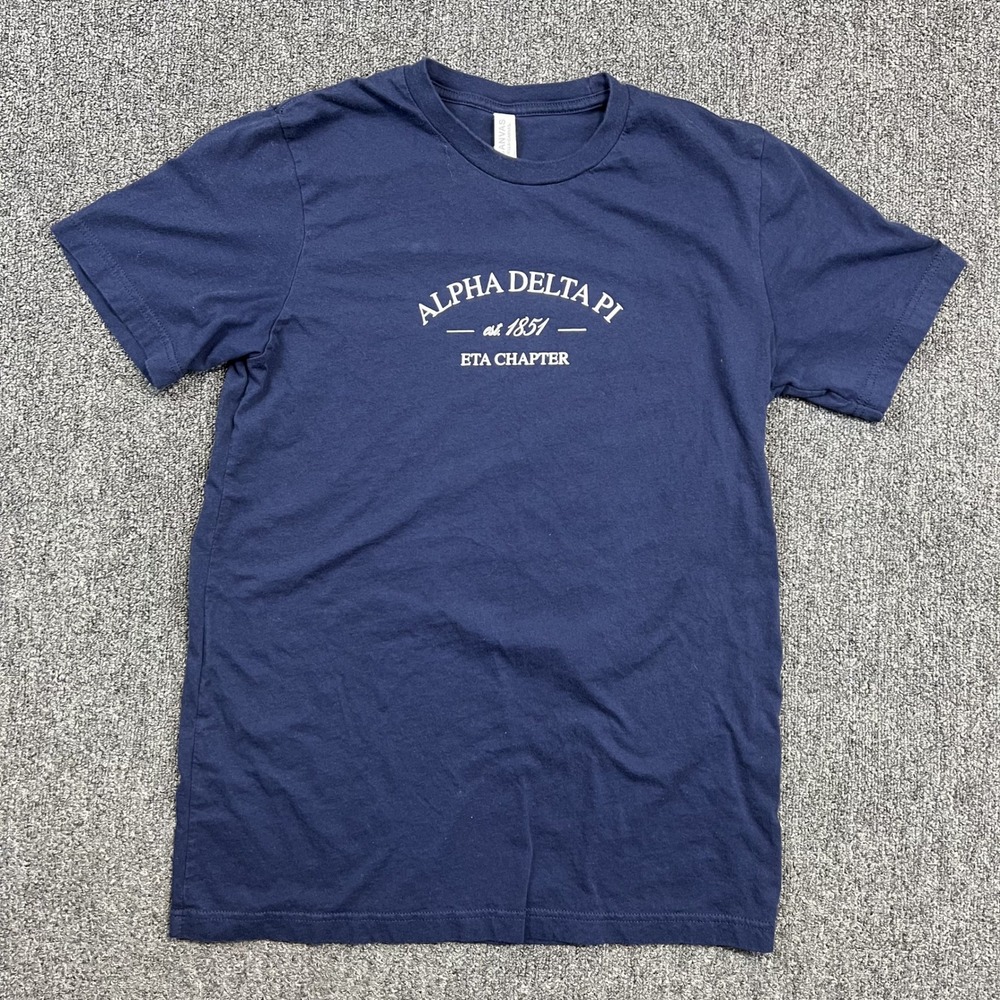 University Tees Alpha Delta Pi Eta Chapter Medium Navy Blue Cotton Sorority Tee